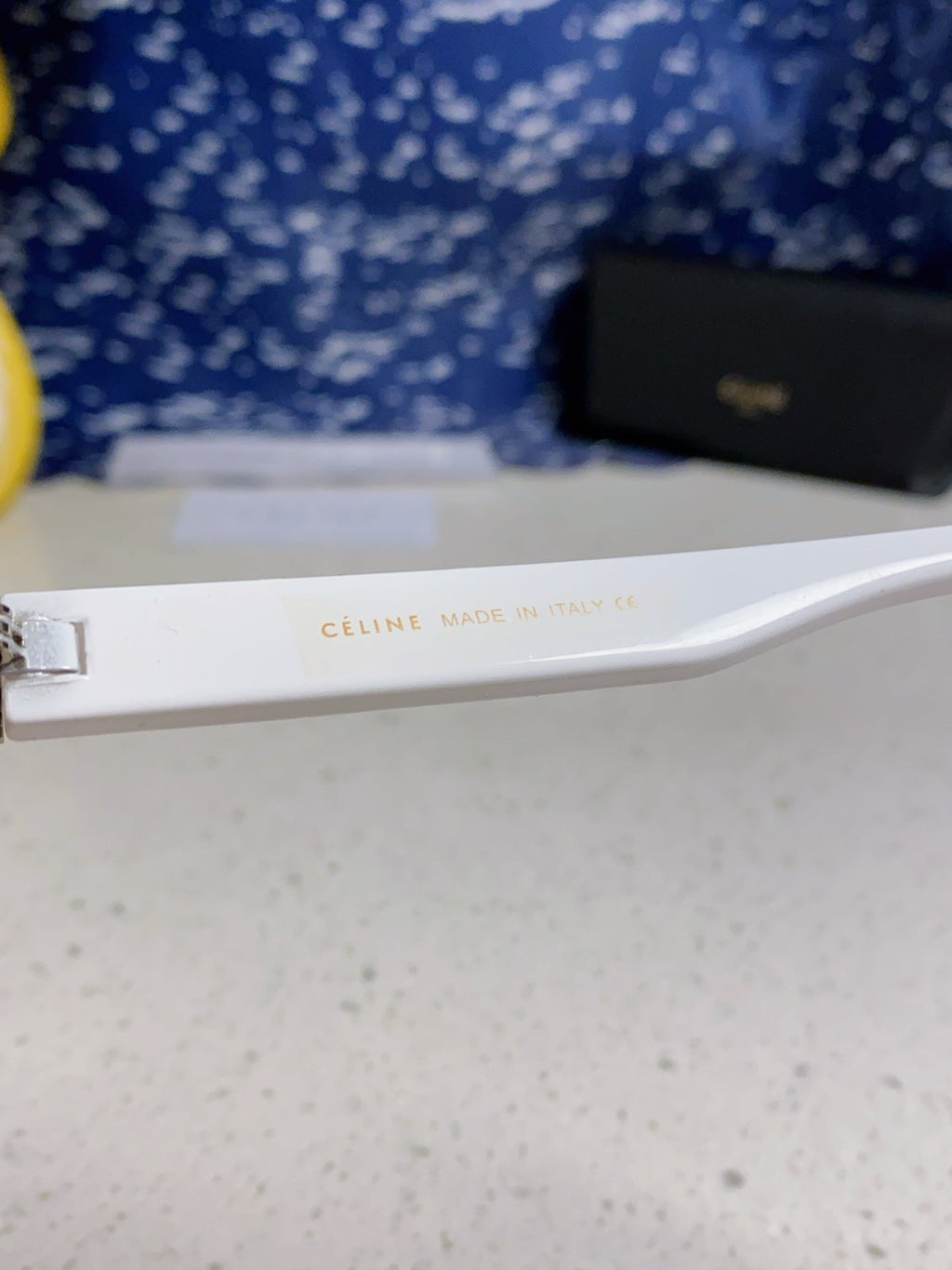 CELINE TRIOMPHE SUNGLASSES 538530 IN WHITE ACETATE BLACK LENSES