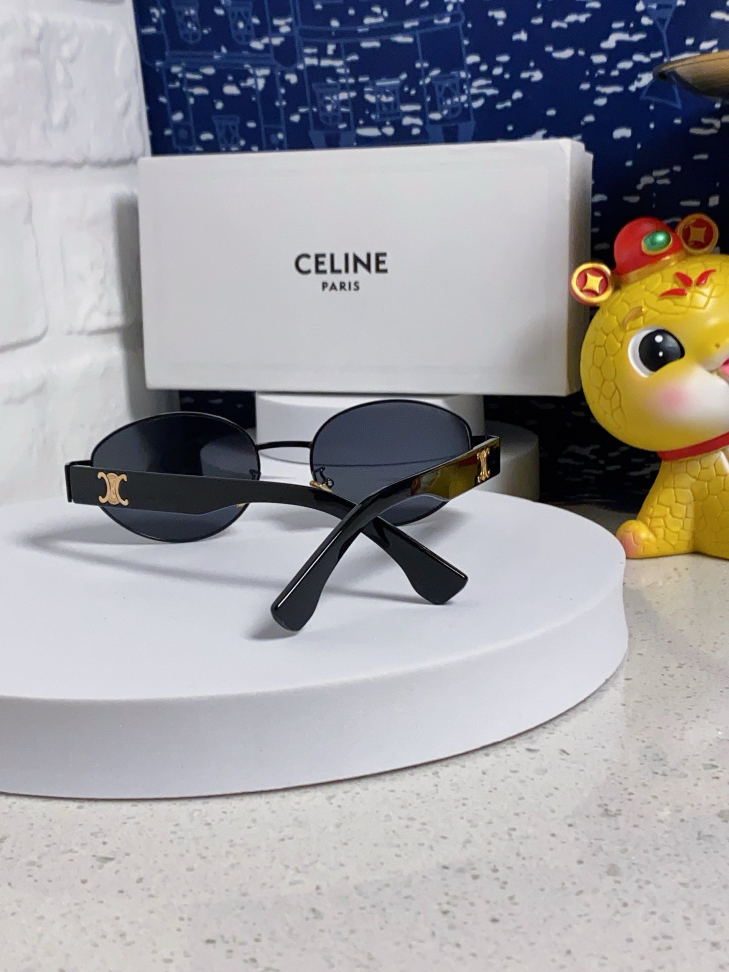 CELINE TRIOMPHE SUNGLASSES 538534 IN BLACK ACETATE