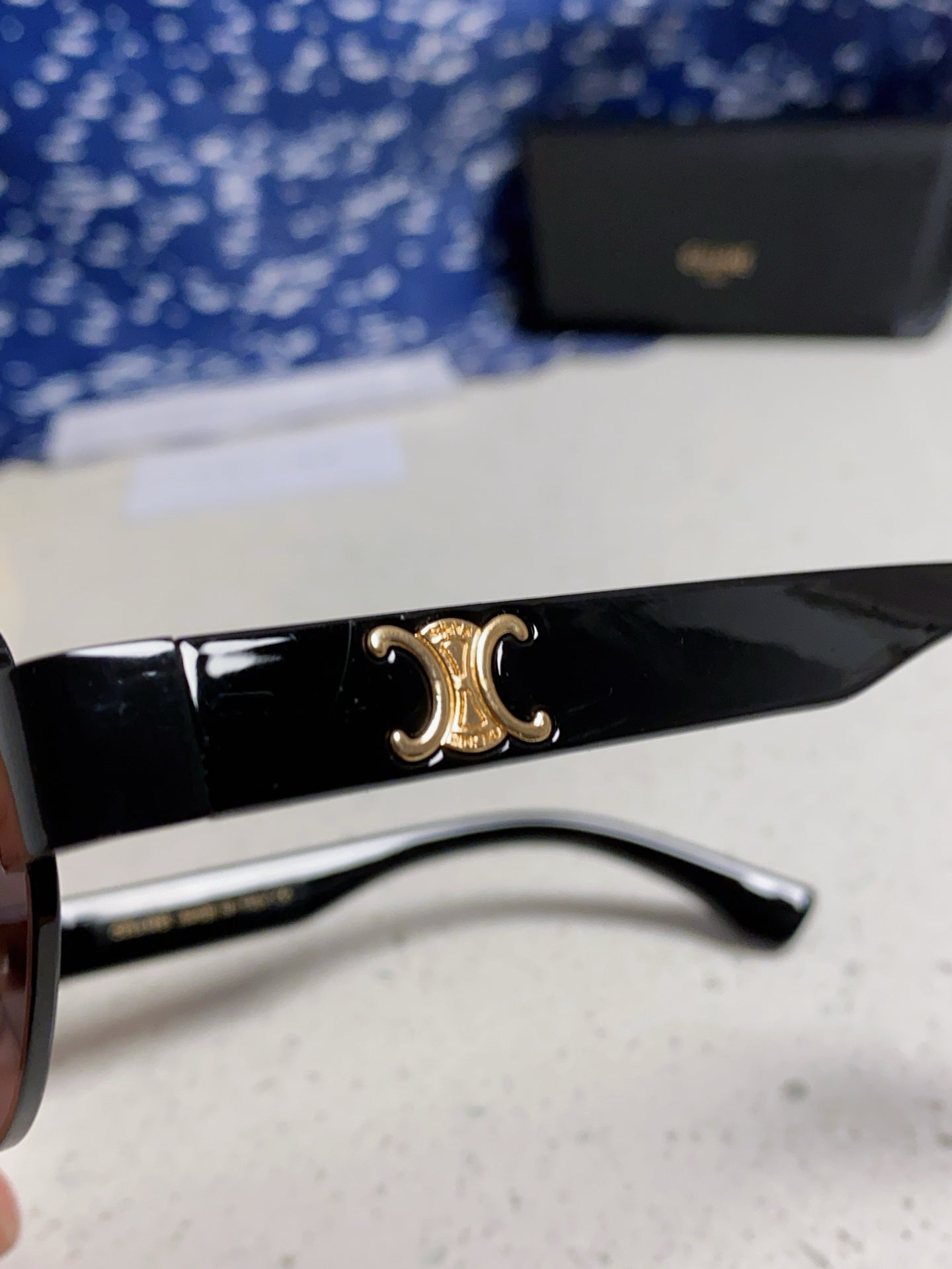 CELINE TRIOMPHE SUNGLASSES 538534 IN BLACK ACETATE