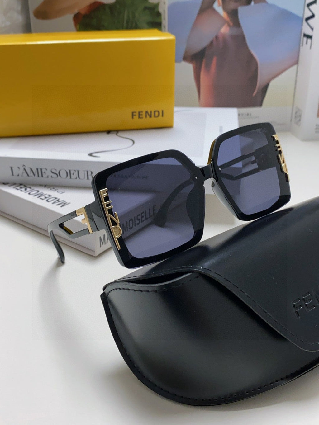 FENDI FF DIAMONDS SQUARE FRAME SUNGLASSES 575802 IN ACETATE