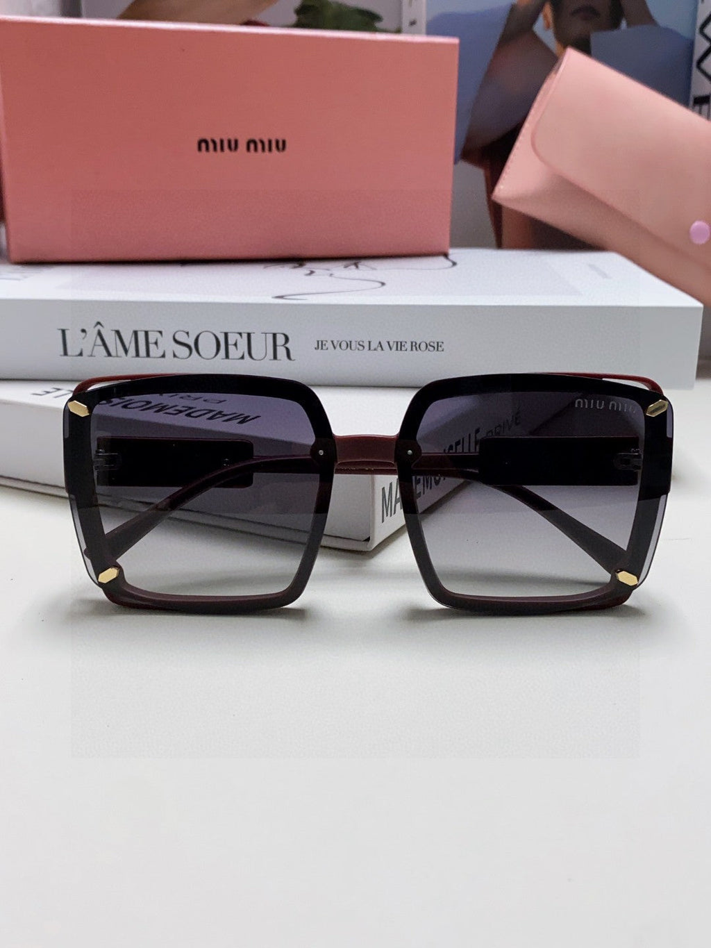 MIU MIU RUNWAY SQUARE SUNGLASSES 576823 IN ACETATE