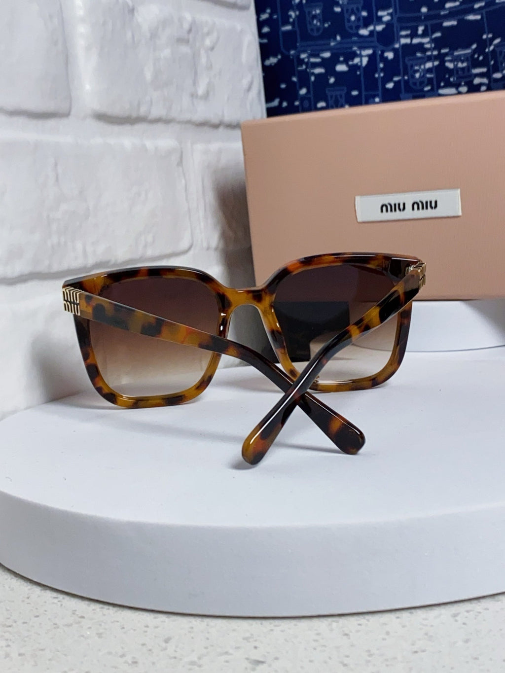 MIU MIU GLIMPSE SQUARE SUNGLASSES 554614 IN HAVANA ACETATE