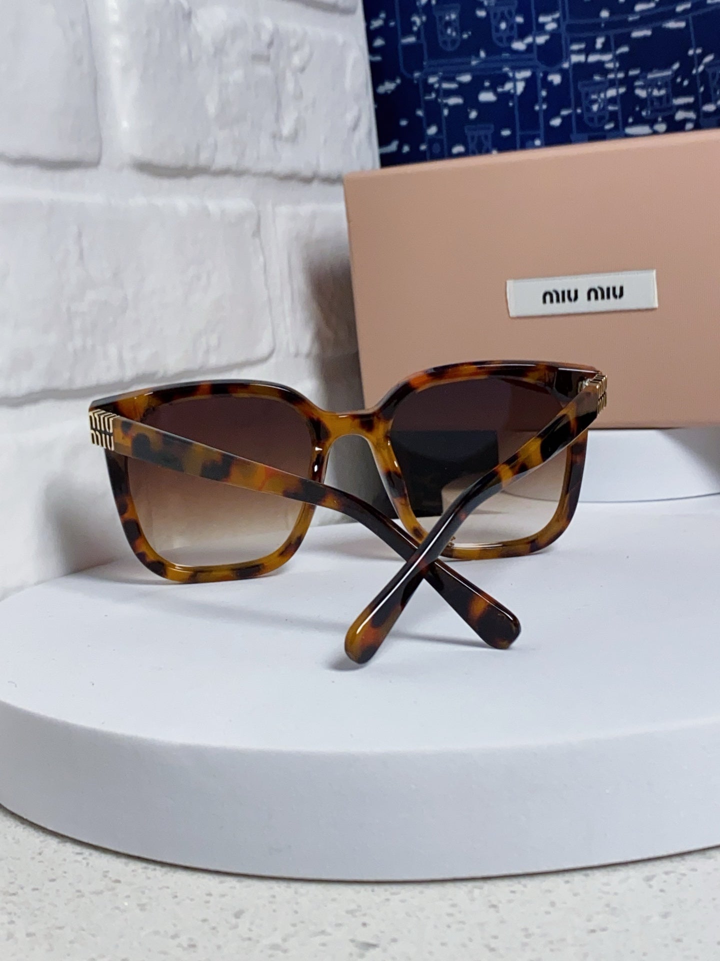 MIU MIU GLIMPSE SQUARE SUNGLASSES 554614 IN HAVANA ACETATE