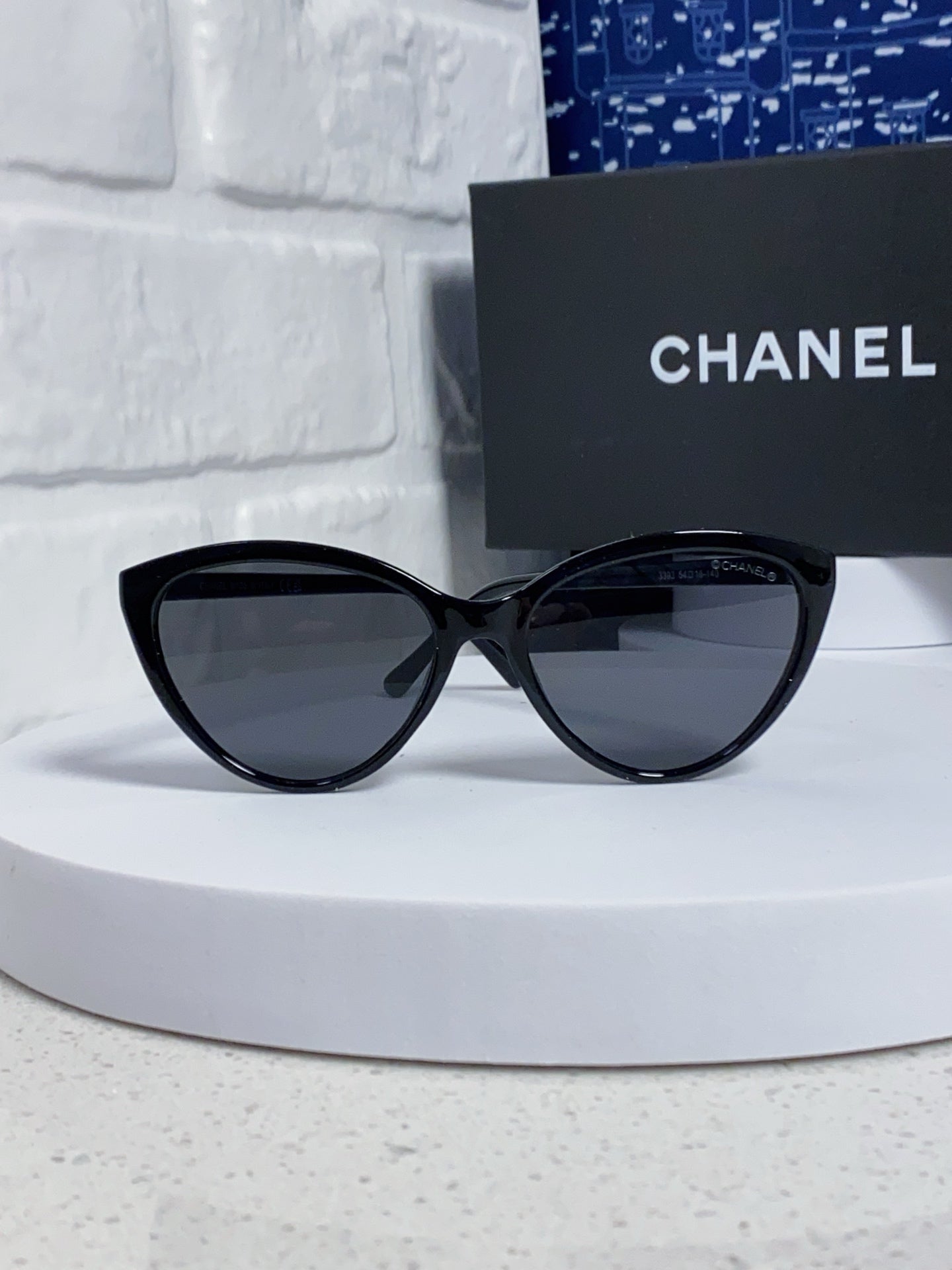 CHANEL CAT EYE SUNGLASSES CH3393 IN BLACK ACETATE BLACK LENSES