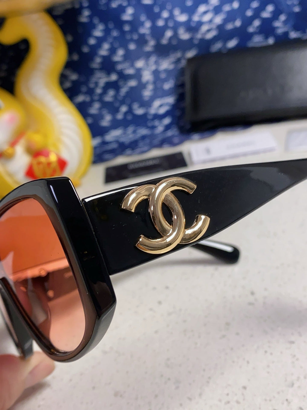 CHANEL SQUARE SUNGLASSES CH5495 IN BLACK ACETATE ORANGE SMOKE LENSES