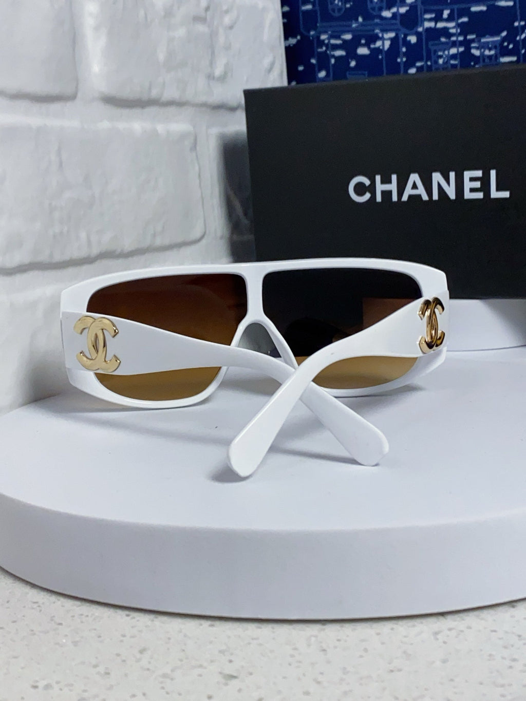 CHANEL SQUARE SUNGLASSES CH5495 IN WHITE ACETATE BROWN LENSES