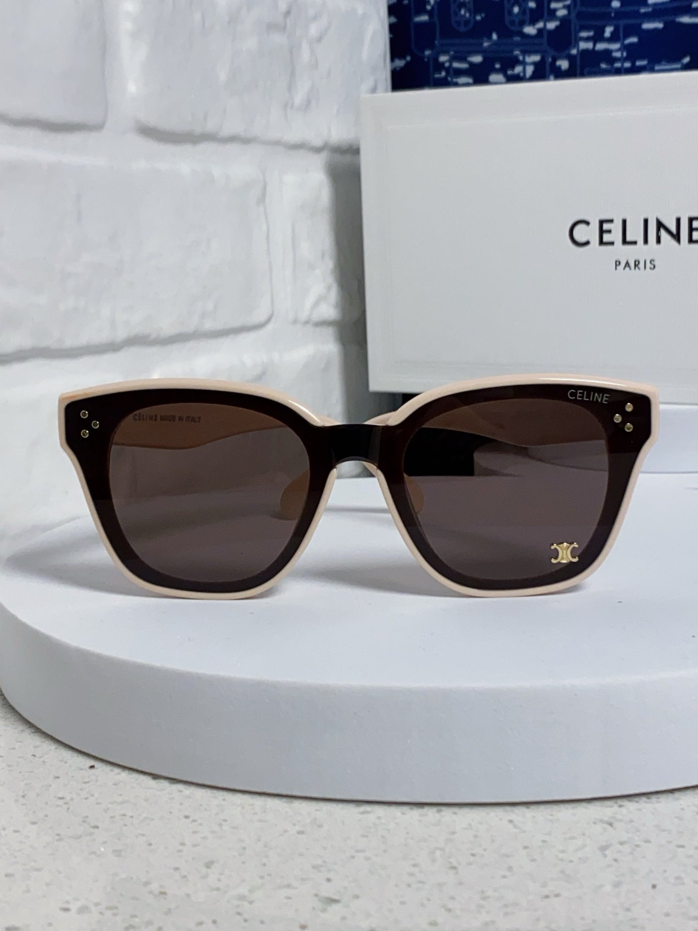 CELINE SQUARE SUNGLASSES 575841 IN NUDE ACETATE