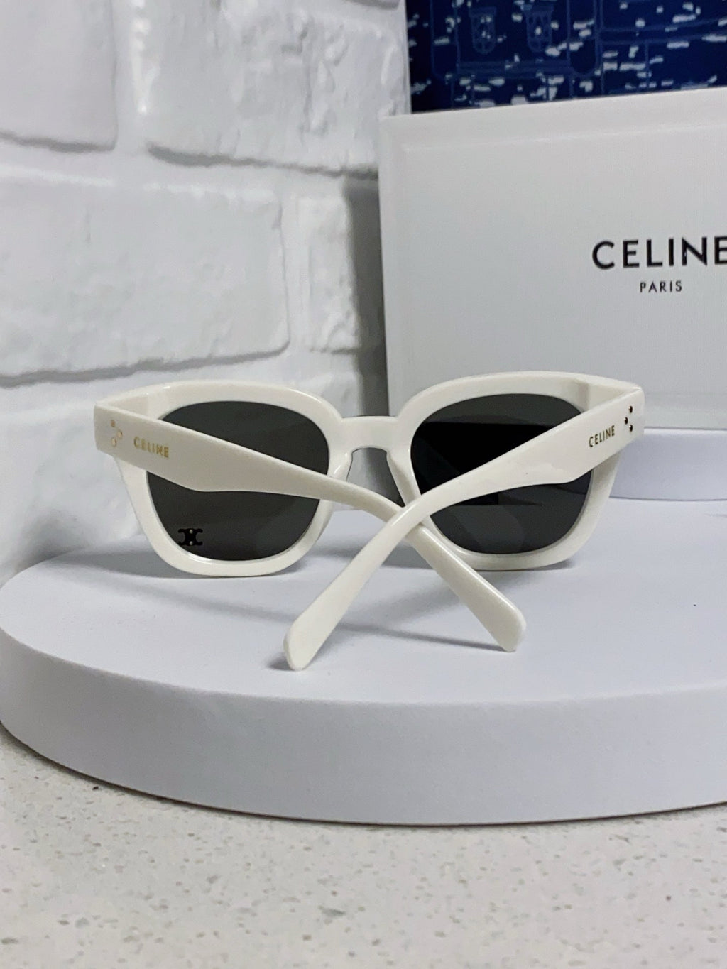 CELINE SQUARE SUNGLASSES 575842 IN WHITE ACETATE
