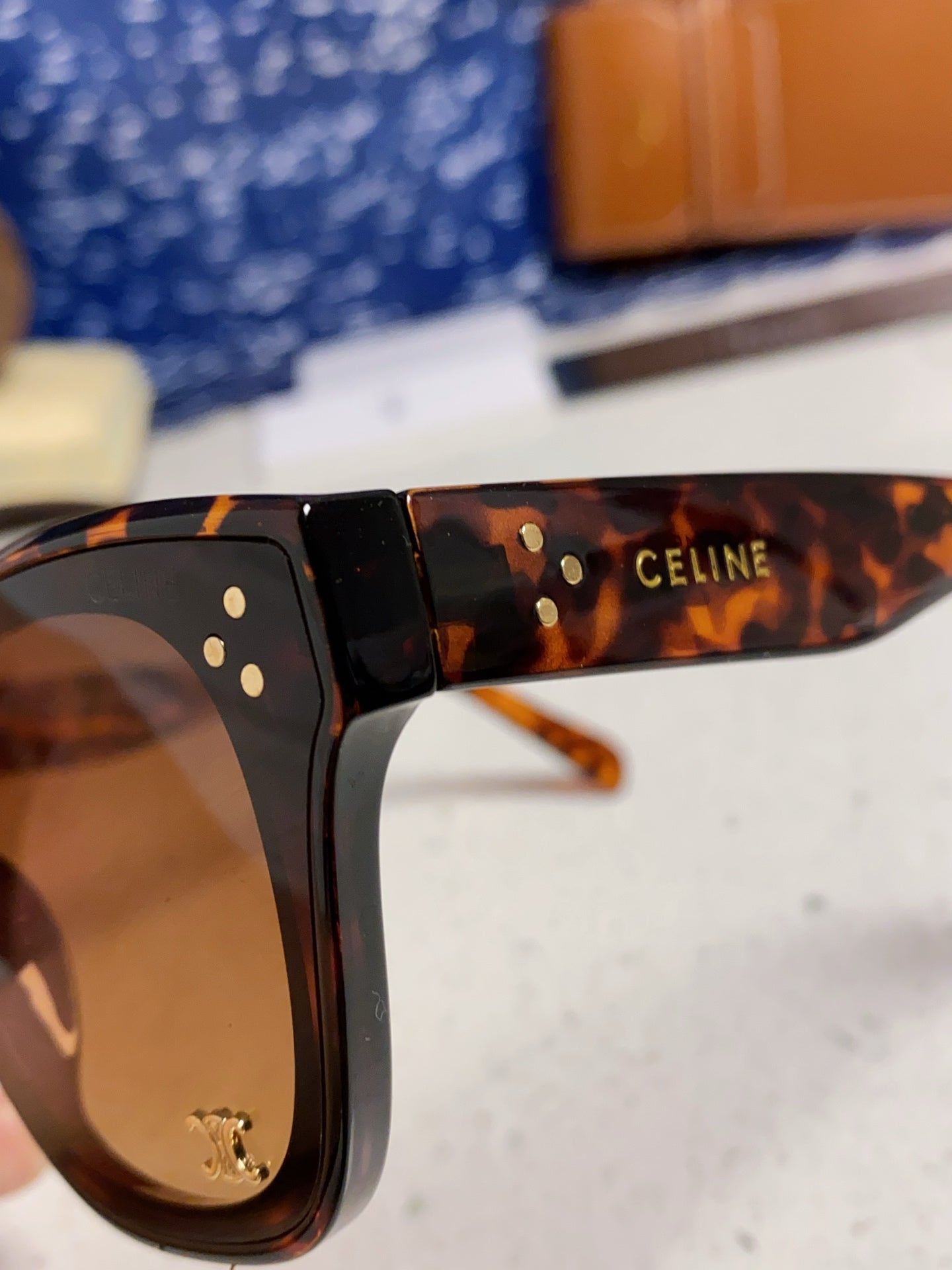 CELINE SQUARE SUNGLASSES 575844 IN HAVANA ACETATE