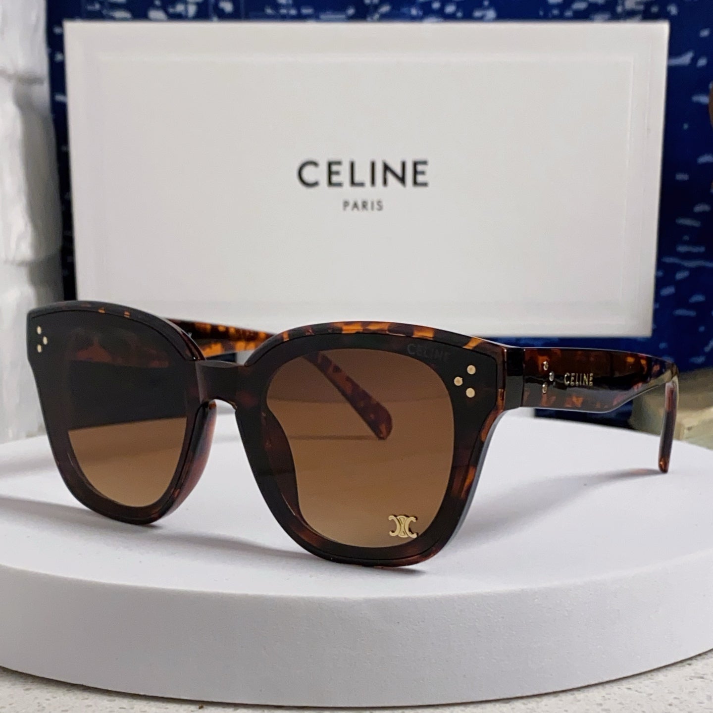 CELINE SQUARE SUNGLASSES 575844 IN HAVANA ACETATE
