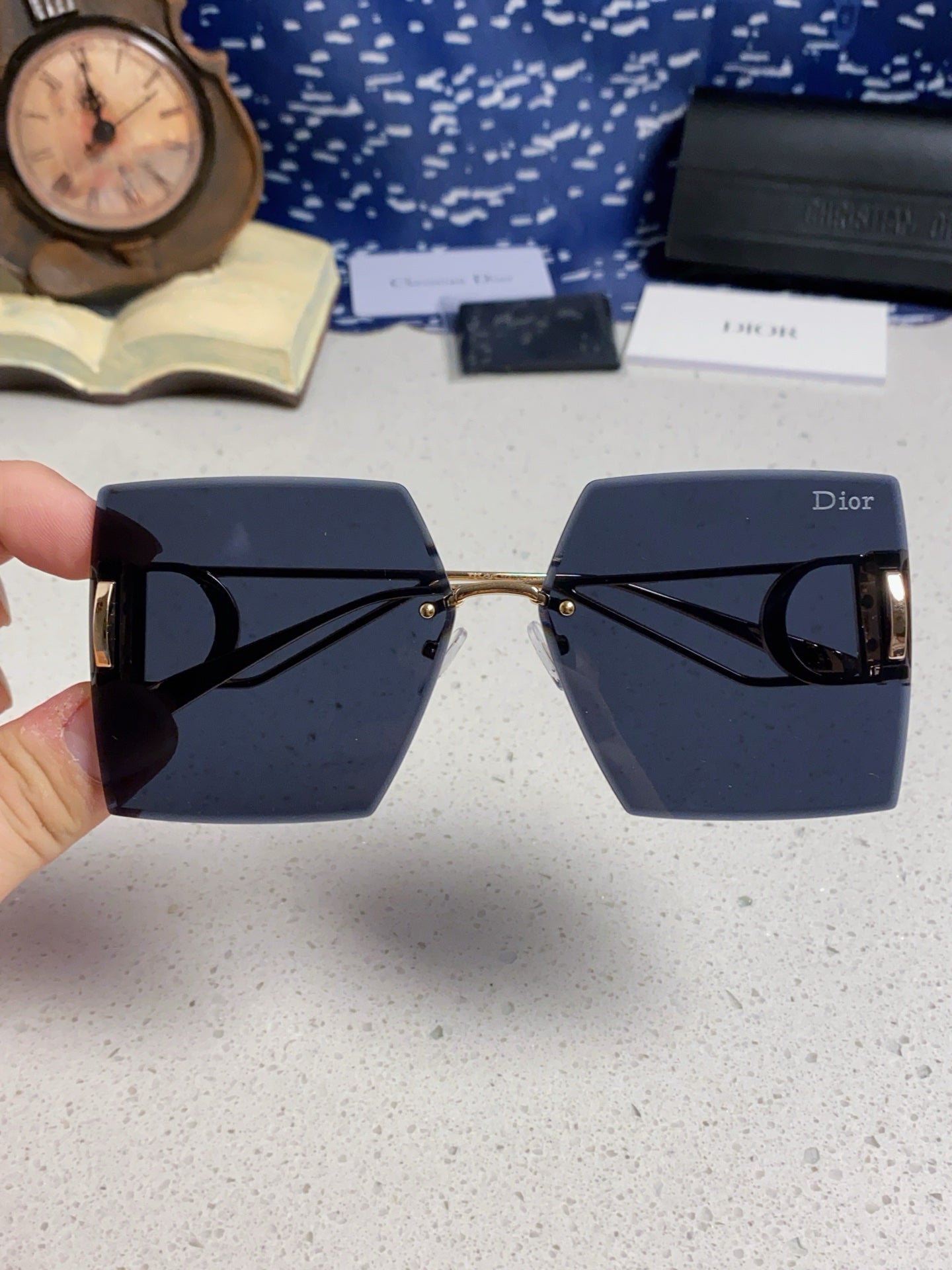 DIOR 30MONTAIGNE S7U SUNGLASSES 578110 IN GOLD METAL GREY LENSES
