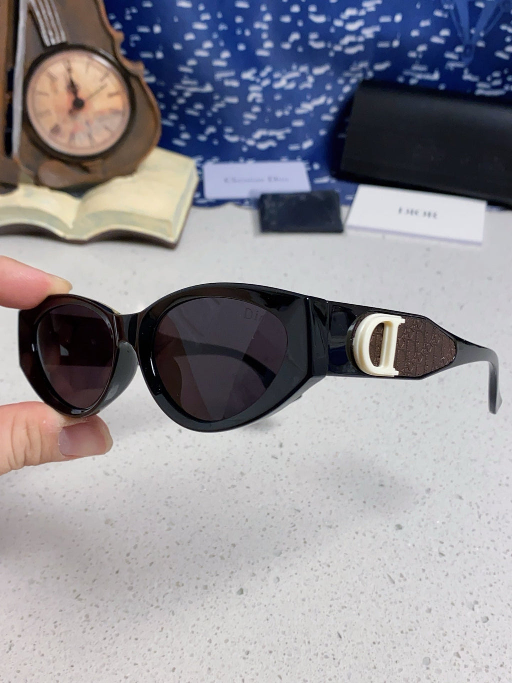 DIOR MONTAIGNE SUNGLASSES 578115 IN BLACK ACETATE