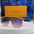 LOUIS VUITTON GOLDEN MASK SUNGLASSES 582731 IN GOLD METAL PURPLE SMOKE LENSES
