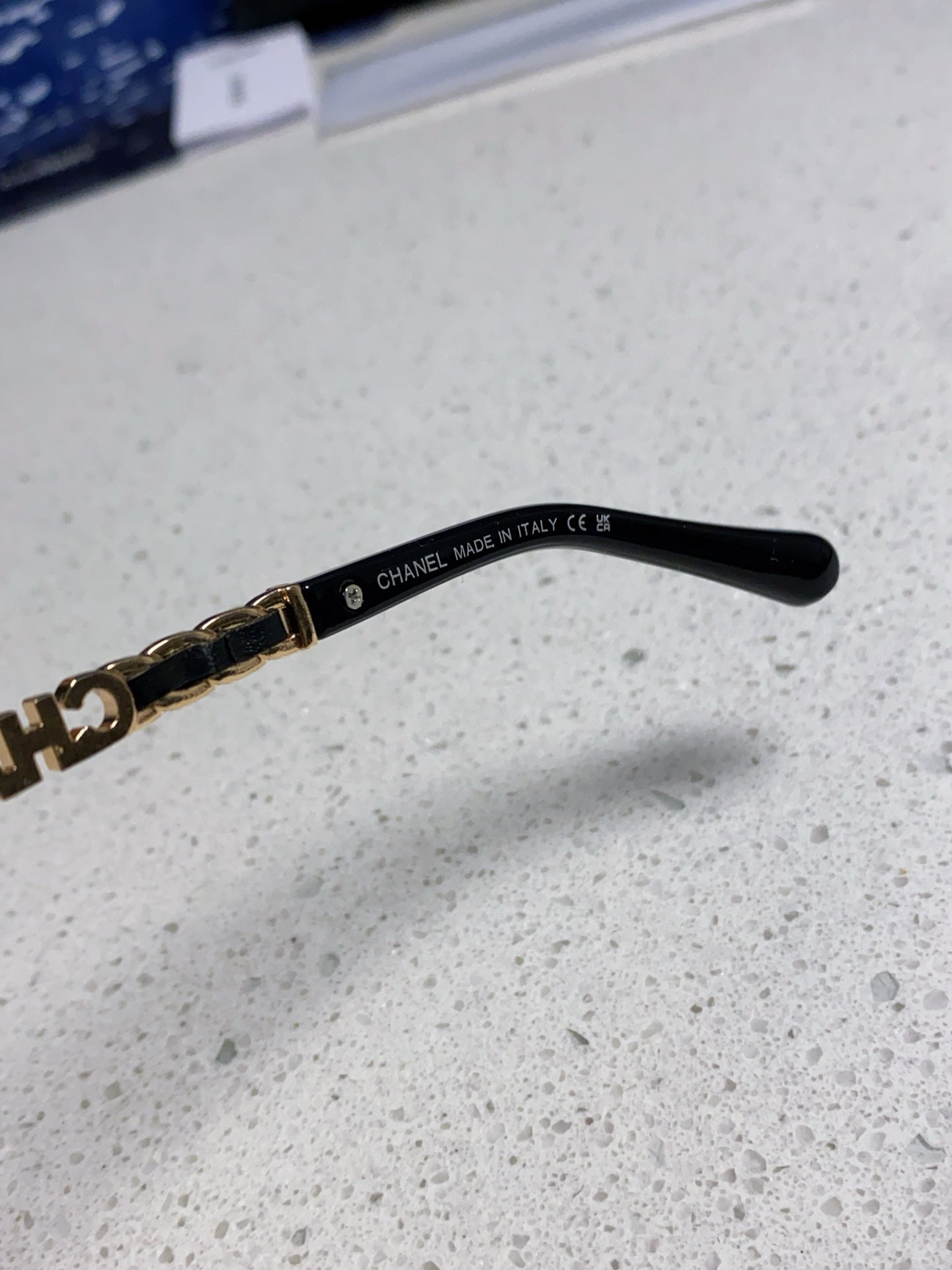 CHANEL SQUARE SUNGLASSES 632028 IN BLACK ACETATE LIGHT BROWN LENSES