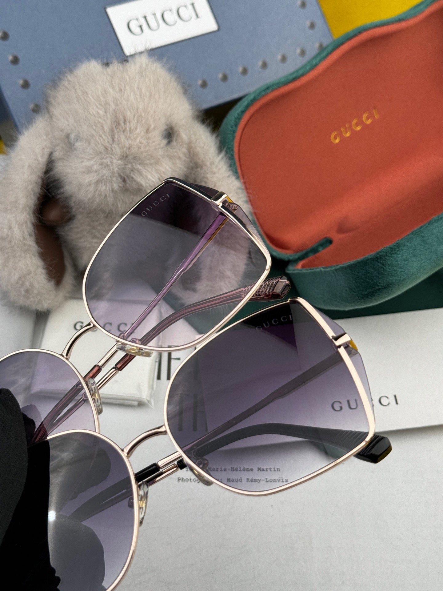 GUCCI OVERSIZED RECTANGULAR FRAME SUNGLASSES G1641 IN METAL